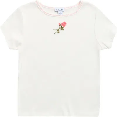 Splendid Kids' Camellia Rose Embroidered Top In White