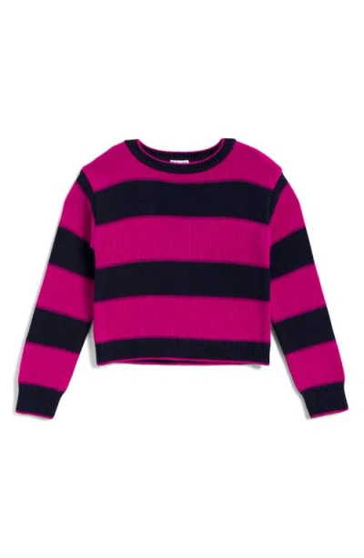 Splendid Kids' Celeste Stripe Crewneck Sweater In Black