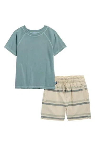 Splendid Kids' Charlie T-shirt & Stripe Shorts Set In Green