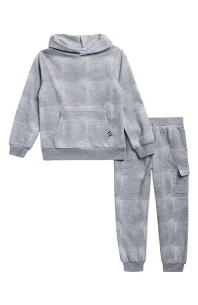 Splendid Kids' Checkerblock Hoodie & Joggers Set In Gray