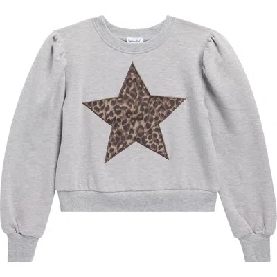 Splendid Kids' Cheetah Star Sweatshirt In Gray