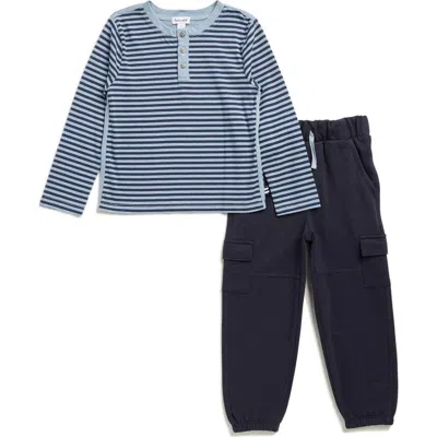 Splendid Kids' Curious Henley & Sweatpants Set In Blue