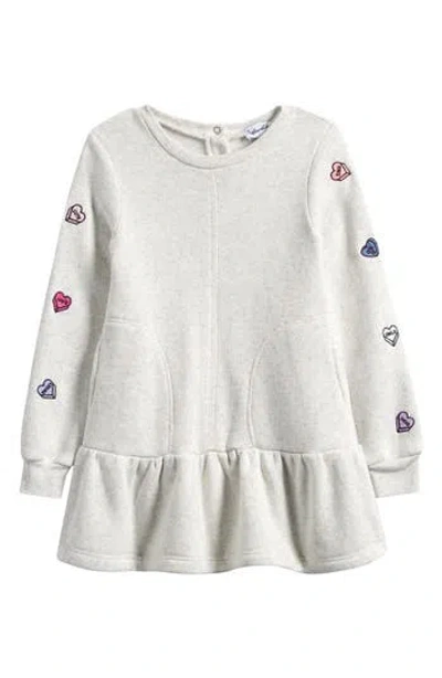 Splendid Kids' Dancing Hearts Long Sleeve Knit Dress In Gray