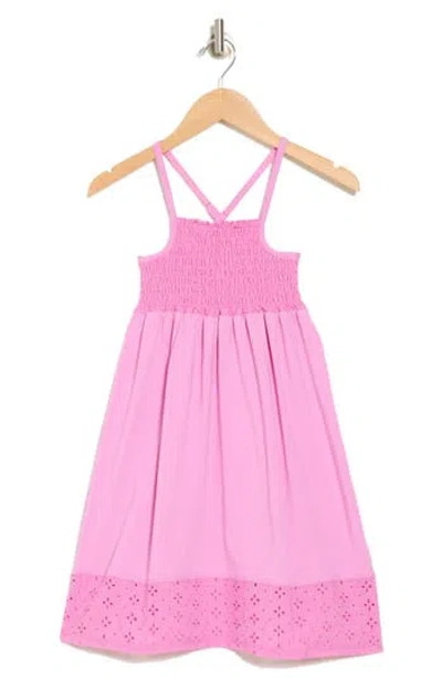 Splendid Kids' Eyelet Smocked Dress In Sherbet