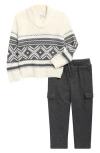 Splendid Kids' Fairisle Sweater & Joggers Set In Multi