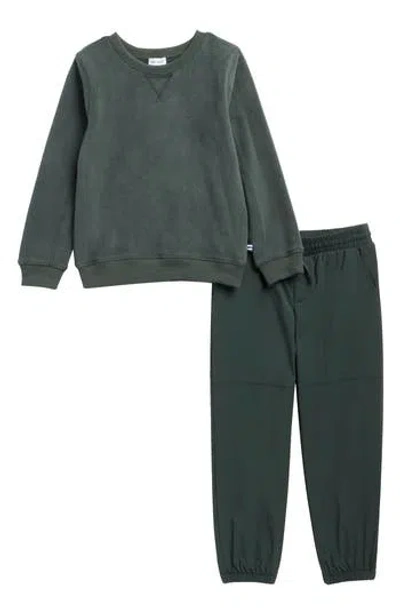 Splendid Kids' Fleece Sweatshirt & Nylon Pants Set In Green
