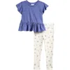 Splendid Girls' Top & Floral Print Leggings Set - Little Kid In Blue