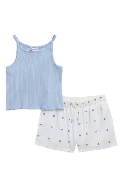 Splendid Kids' Fresh Floral Tank & Shorts Set In Blue