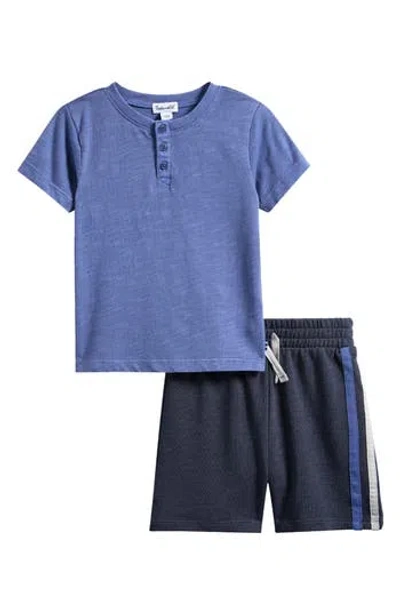 Splendid Kids' Henley T-shirt & Knit Shorts In Blue