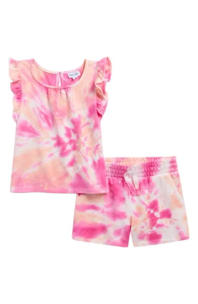 Splendid Babies'  Kids' Hibiscus Tie Dye Flutter Sleeve Top & Shorts Set In Multi