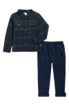 Splendid Kids' Hunter Plaid Flannel Shirt & Joggers Set In Multi