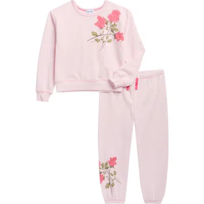 Splendid Kids' In Full Bloom Pullover Set In Sugar Pink