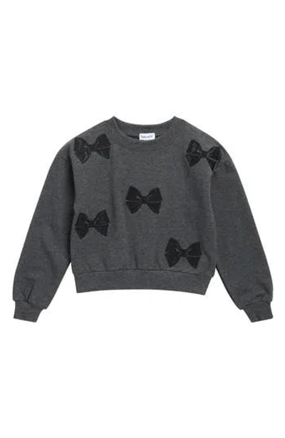 Splendid Kids' Lace Bow Sweatshirt In Gray