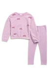 Splendid Kids' Little Bow Sweatshirt & Joggers Set In Purple