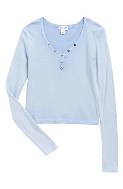 Splendid Kids' Long Sleeve Cotton Blend Henley In Blue