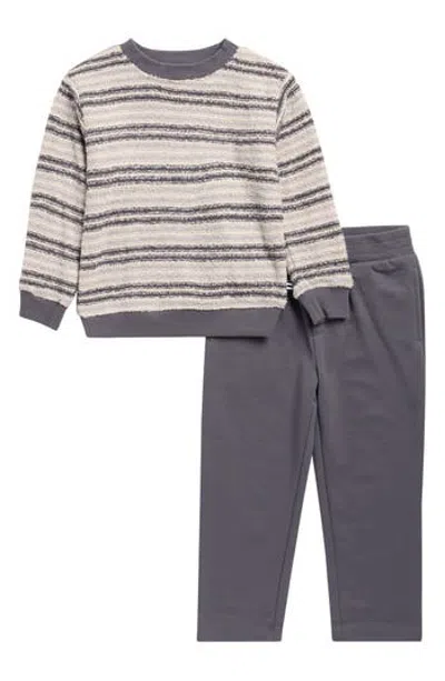 Splendid Kids' Loopy Stripe Top & Pants Set In Gray