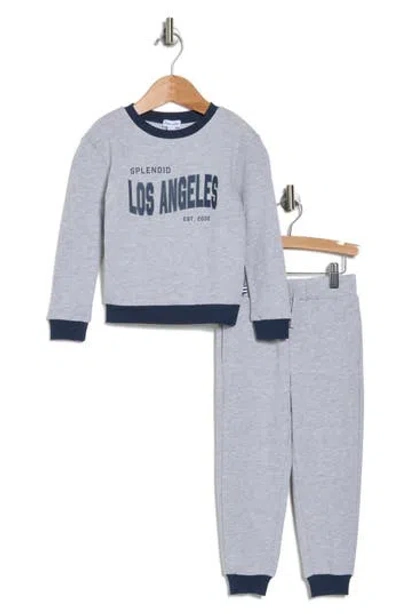 Splendid Kids' Los Angeles Sweatshirt & Joggers In Light Heather Grey