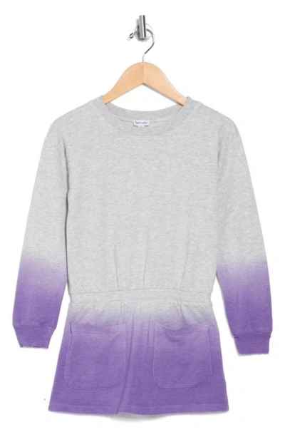 Splendid Kids' Ombré Dip Dye Sweatshirt Dress In Light Heather Grey