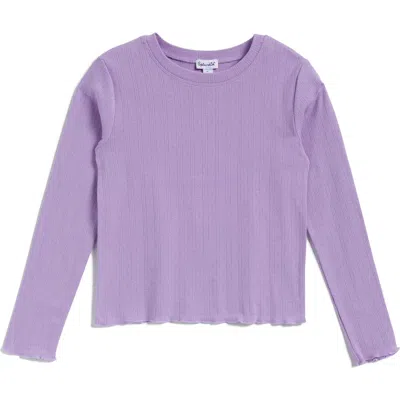 Splendid Kids' Pointelle Rib Long Sleeve Top In Purple