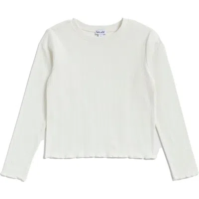 Splendid Kids' Pointelle Rib Long Sleeve Top In White