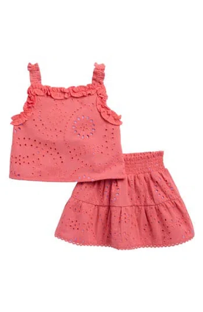Splendid Kids' Poppy Cotton Eyelet Tank & Skirt Set In Pink