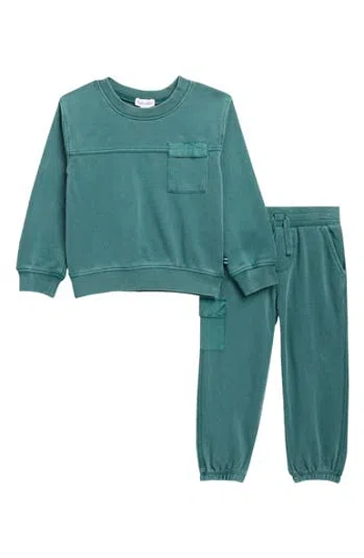 Splendid Kids' Puzzle Sweatshirt & Joggers Set In Green