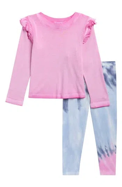 Splendid Kids' Ruffle Top And Leggings 2-piece Set In Pink