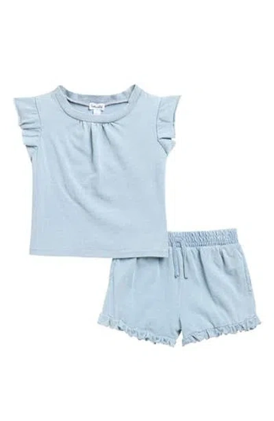Splendid Kids' Ruffle Top & Shorts Set In Blue