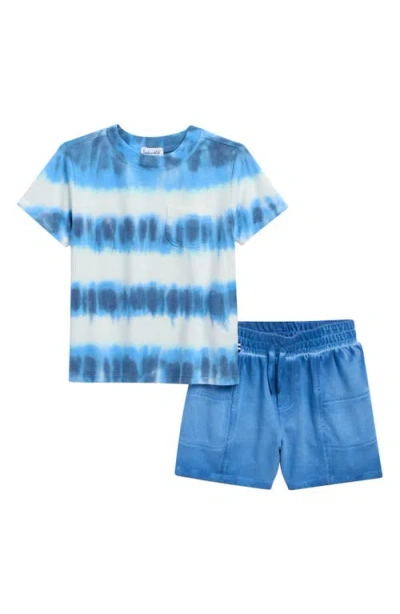 Splendid Babies'  Kids' Sagrasso Tie Dye Pocket T-shirt & Drawstring Shorts Set In Blue