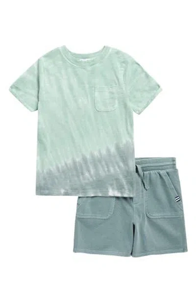 Splendid Kids' Seaweed Tie Dye T-shirt & Shorts Set In Green