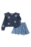 Splendid Kids' Shining Star Pullover & Skirt Set In Multi