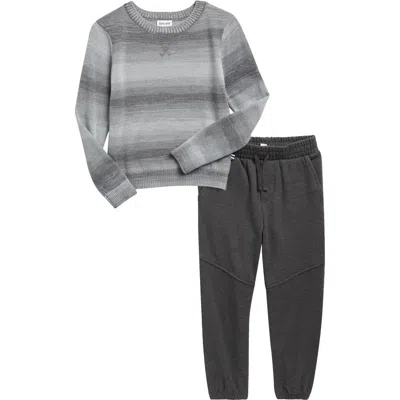 Splendid Kids' Space Dye Sweater & Joggers Set In Gray