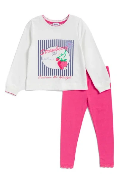 Splendid Babies'  Kids' Strawberry Club Graphic Sweatshirt & Leggings Set In Pink