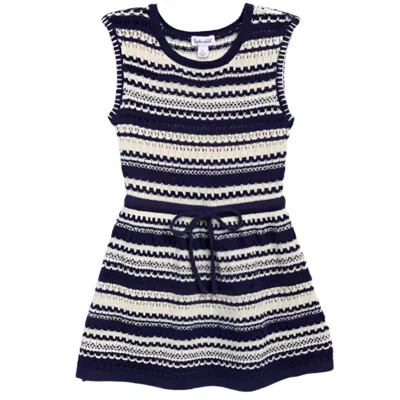 Splendid Kids' Stripe Knit Dress In Blue In Black