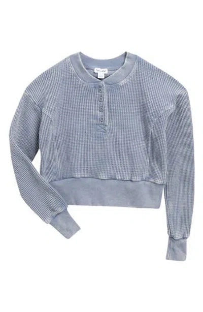 Splendid Kids' Thermal Henley Sweatshirt In Blue
