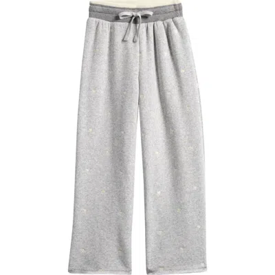 Splendid Kids' Tossed Hearts Fleece Sweatpants In Gray