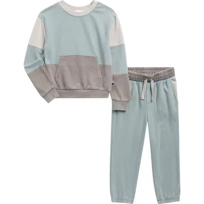 Splendid Kids' Washed Colorblock Sweatshirt & Joggers Set In Blue