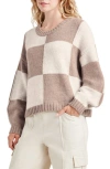 Splendid Kit Check Sweater In Toast/oat