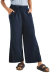 Splendid Kit Cotton Palazzo Pants In Navy