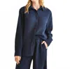 Splendid Kit Gauze Button Down Shirt In Navy Blue In Blue
