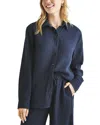 Splendid Kit Cotton Button-up Blouse In Navy