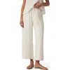 Splendid Kit Stripe Cotton Gauze Crop Wide Leg Pants In White