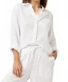 Splendid Knit Gauze Button Shirt In White In White