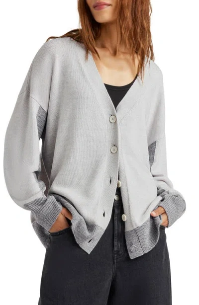 Splendid Kristen Contrast Detail Cardigan In Ice Heather Grey