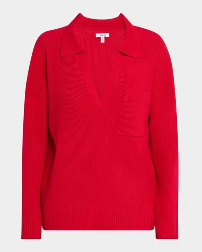 Splendid Kristen Polo Sweater In Ruby