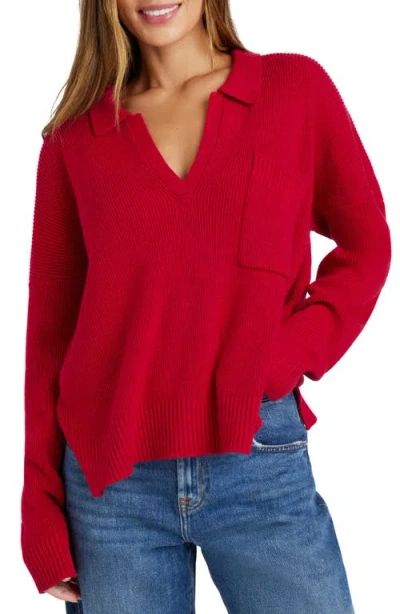 Splendid Kristen Polo Sweater In Ruby