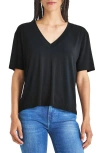 Splendid Lacey Relaxed V-neck T-shirt In Black