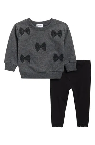 Splendid Babies'  Lacy Bow Cotton Blend Sweatshirt & Leggings Set In Brown