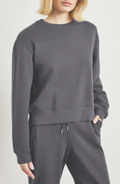 Splendid Laguna Lounge Cotton Crewneck Sweater In Gray