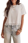 Splendid Lainey Lace Trim Jersey Tee In Shell